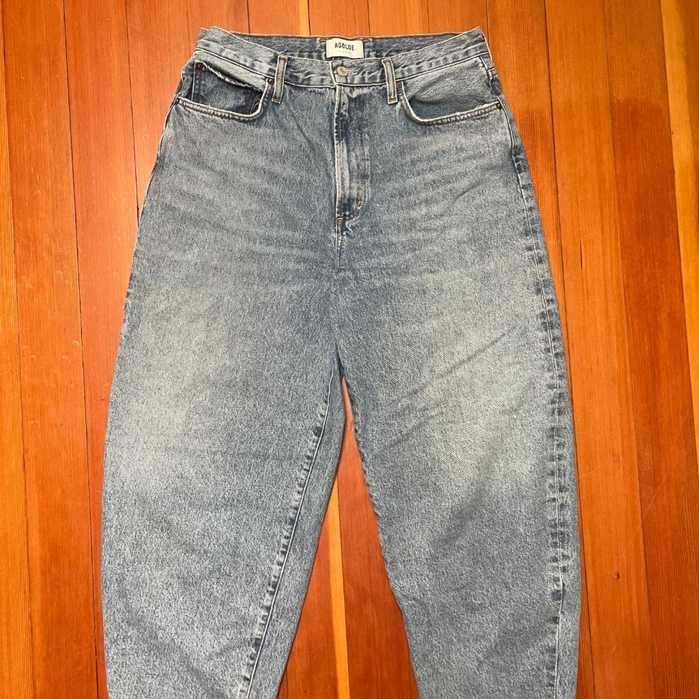 AGOLDE High Waist Organic Cotton Balloon Jeans in Wash Zone Size US 30